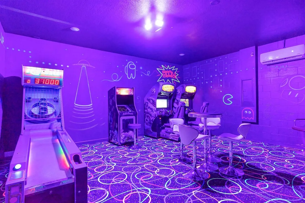 Neon arcade game room